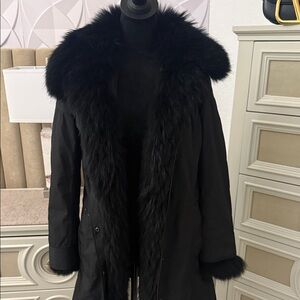 Real racoon fur trench coat